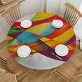 thumbnail image 1 of Orinice Colorful Abstract Design Round Table Cover Stain Resistant Washable for Indoor Outdoor Kitchen Dining Wedding Parties 100% Polyester Fiber 31-35, 1 of 8