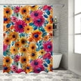 thumbnail image 1 of Orinice  Colorful Floral Watercolor Flower Leaves Shower Curtain Set for Bathroom Bathtub Decor Durable Machine Washable with Hooks 72" x 72" 69x72, 1 of 7