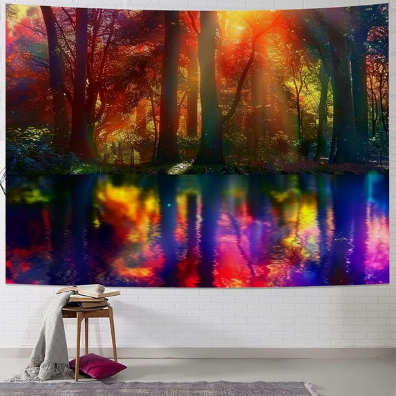 Orinice Colorful Forest Tapestry Wall Hanging Unique Style Graphic Tapestries Home Wall Decor Art for Living Room Bedroom Apartment Farmhouse Dorm 60x50inch