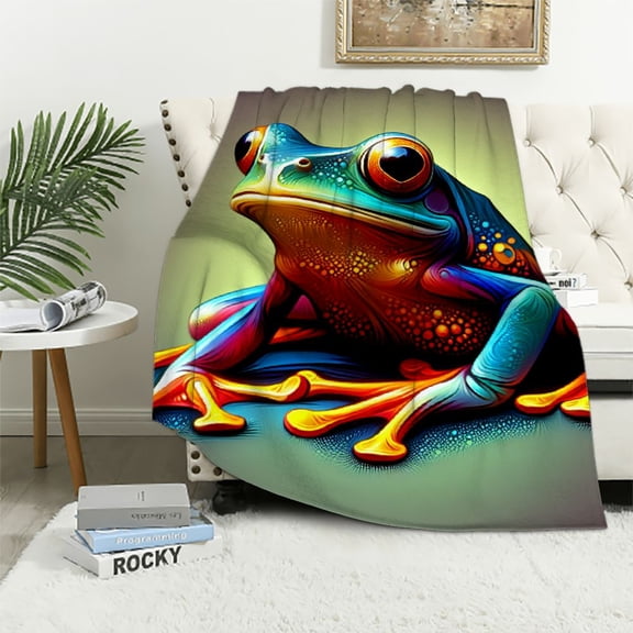 Orinice Colorful Frog Warm Light Blanket Soft blanket for all seasons - Living room blanket Sofa upholstery - Blankets are perfect for toddlers, children and adults - Non-pilling and wrinkle-resistant