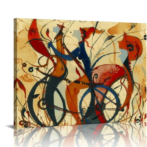 Orinice Colorful Music Graffiti Abstract Canvas Wall Art Modern Home Decor for Bedroom Living Room Contemporary Music Painting Poster Prints Stretched and Framed Ready to Hang  16x12in