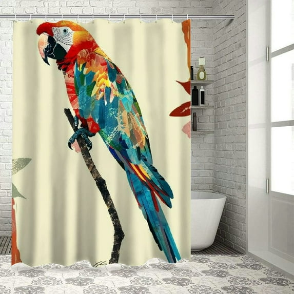 Orinice Colorful Parrot Bathroom Decor Set with Hooks, Luxurious Polyester Fabric Shower Curtain Set, Waterproof and Easy to Install 60x72
