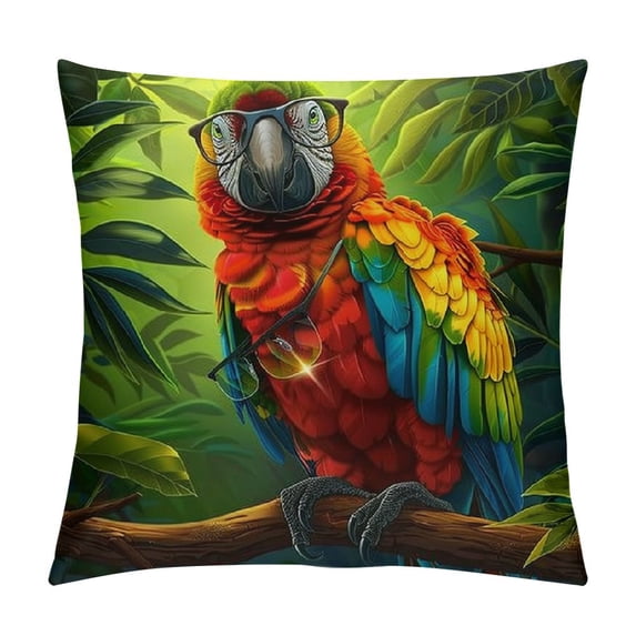 Orinice Colorful Parrot Graphic Decorative Pillow Cover for Home Couch Living Room Bed Sofa 24x24in