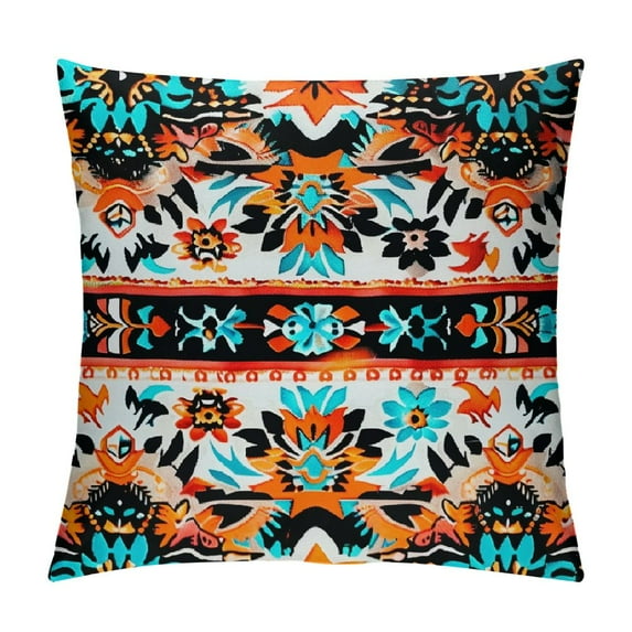 Orinice Colorful Pattern Cross Stitch Graphic Decorative Men Women Boy Girl Room Cushion Throw Pillow Cover for Home Couch Living Room Bed Sofa High-Quality Square 1PC 24x24in
