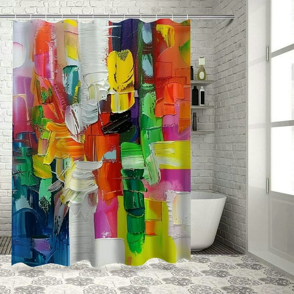 Orinice Colors Abstract Vibrant Bathroom Decor Set Polyester Fabric Shower Curtain with Hooks, Luxury Graphic Print 100% Waterproof Home Bathtubs Bathroom Curtain Decoration 36x72