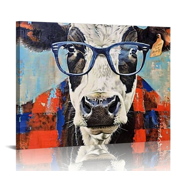 Orinice Cool Cow on Pattern Poster Print by Lanie Loreth 20x16in