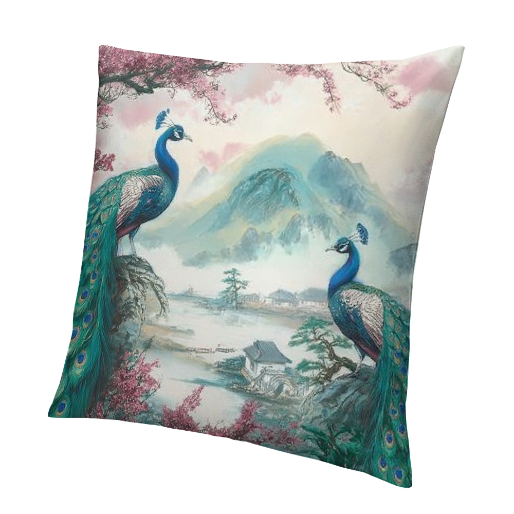 Samurai Throw Pillow Covers Set Of 2 – 18×18 Inch Ukiyo-e Style, Japanese Cherry Blossom Print – Decorative Cushion Covers For Sofa, Bed, Or Chair