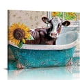 thumbnail image 1 of Orinice Cow Bathroom Wall Art Cow in Bathtub Pictures Wall Decor Country Cattle Bathroom Canvas Painting Print Modern Artwork Home Decorations Framed Ready to  20x16in, 1 of 6