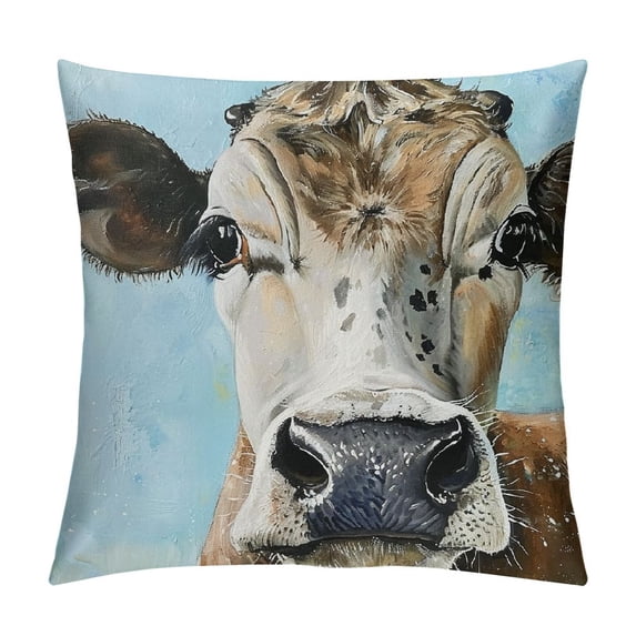 Orinice Cow Graphic Decorative Pillow Cover for Home Couch Living Room Bed Sofa Square Pillow Case 1PC 22x22in