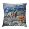 thumbnail image 1 of Orinice Cowboy Horse Mountain Graphic Decorative Cushion Pillow Cover for Home Couch Living Room Bed Sofa 22x22in, 1 of 5