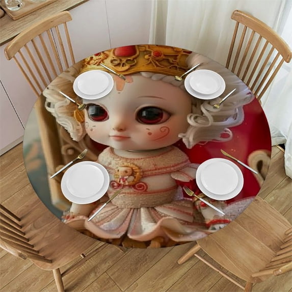 Orinice Crown Round Table Cover Stain Resistant Washable Indoor Outdoor Tablecloth Kitchen Dining Wedding Parties Table Cloth 100% Polyester Fiber 42-46