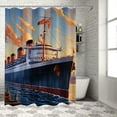 thumbnail image 1 of Orinice  Cruise Ship Shower Curtain Retro Nautical Sailboat Ocean Coastal Natural Scenery Adventure Polyester Fabric Bathroom Decor Curtains Set with Hook 36x72, 1 of 7