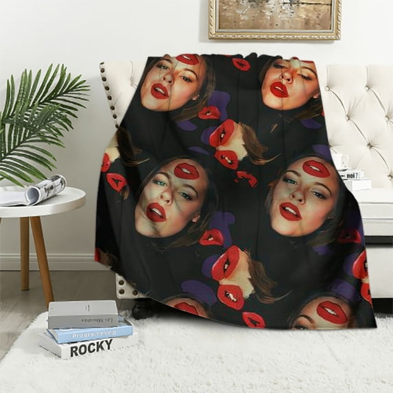 Orinice Custom Photo Face Blanket Personalized Throw Blankets with Picture Flannel Customized Blanket Funny Gifts for Girlfriend Boyfriend Birthday Anniversary Valentines Day 40x50in