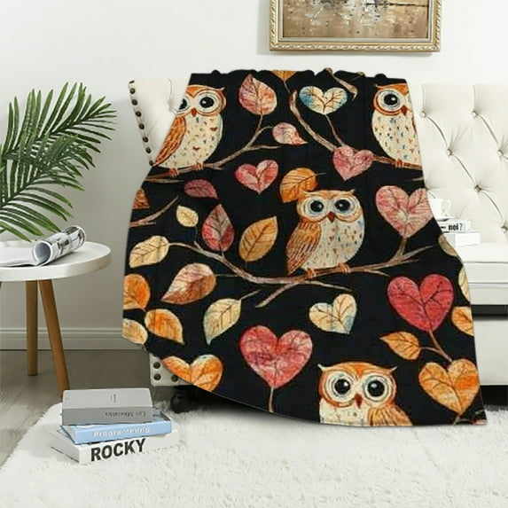 Orinice Cute Cartoon Owl Blanket | Soft Warm Fuzzy Lightweight Throw Blanket Perfect for Couch, Bed, Travel & Outdoor Use, Cozy Blankets for Adults Kids Women Boys Girls 40x50in