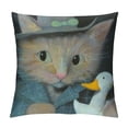 thumbnail image 1 of Orinice Cute Cat Graphic Decorative Cushion Throw Pillow Cover for Home Couch Living Room Bed Sofa, Autumn Aesthetic Decor, 1PC Mother's Day Square Gift 24x24in, 1 of 5