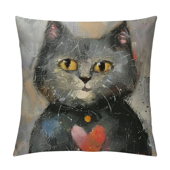 Orinice Cute Cat Graphic Decorative Cushion Throw Pillow Cover for Home Couch Living Room Bed Sofa, Autumn Pillow Cover 1PC 22x22in