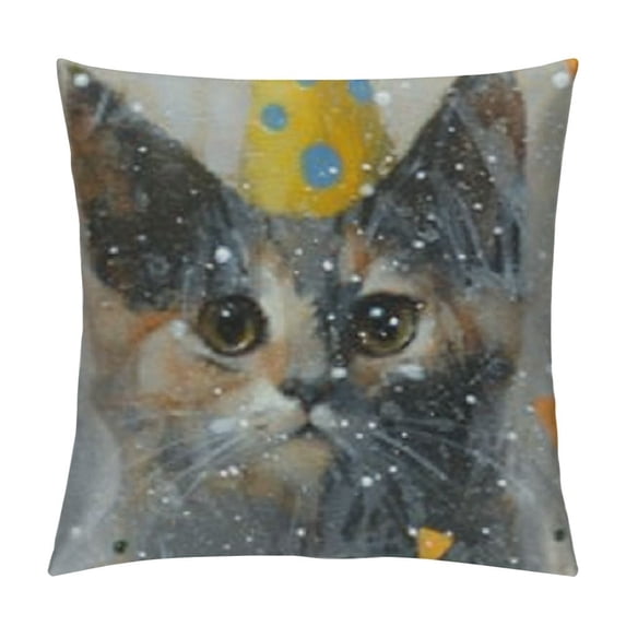 Orinice Cute Cat Graphic Decorative Cushion Throw Pillow Cover for Home Couch Living Room Bed Sofa Winter Pillowcase 1PC 22x22in