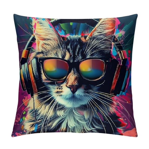 Orinice Cute Cat Graphic Decorative Throw Pillow Cover Square Pillowcase 1PC for Home Couch Living Room Bed Sofa 12x12in