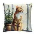 thumbnail image 1 of Orinice Cute Cat Graphic Decorative Throw Pillow Cover for Home Couch Living Room Bed Sofa, Autumn Theme, Zipper Closure, 1PC 20x20in, 1 of 5