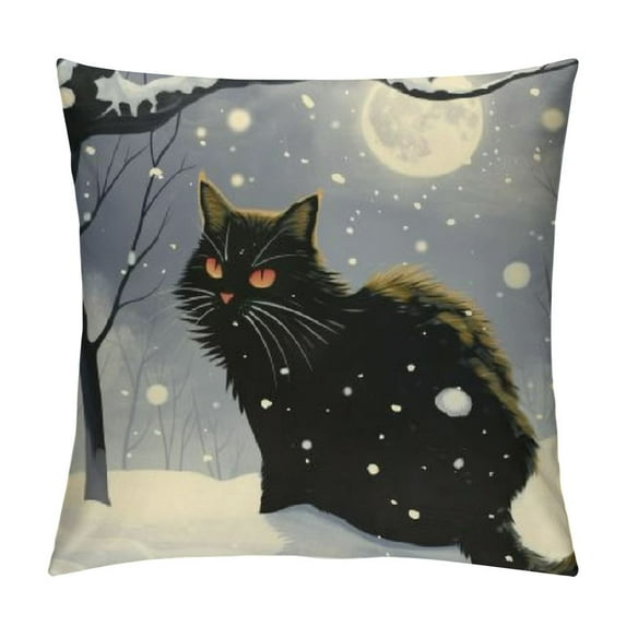 Orinice Cute Cat Graphic Decorative Throw Pillow Cover for Home Couch Living Room Bed Sofa - High-Quality Winter Home Decor 1PC 24x24in
