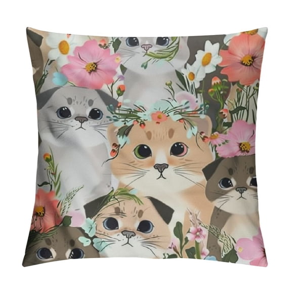 Orinice Cute Cat Graphic Decorative Throw Pillow Cover for Home Couch Living Room Bed Sofa - Short Plush Material - 1PC 12x12in