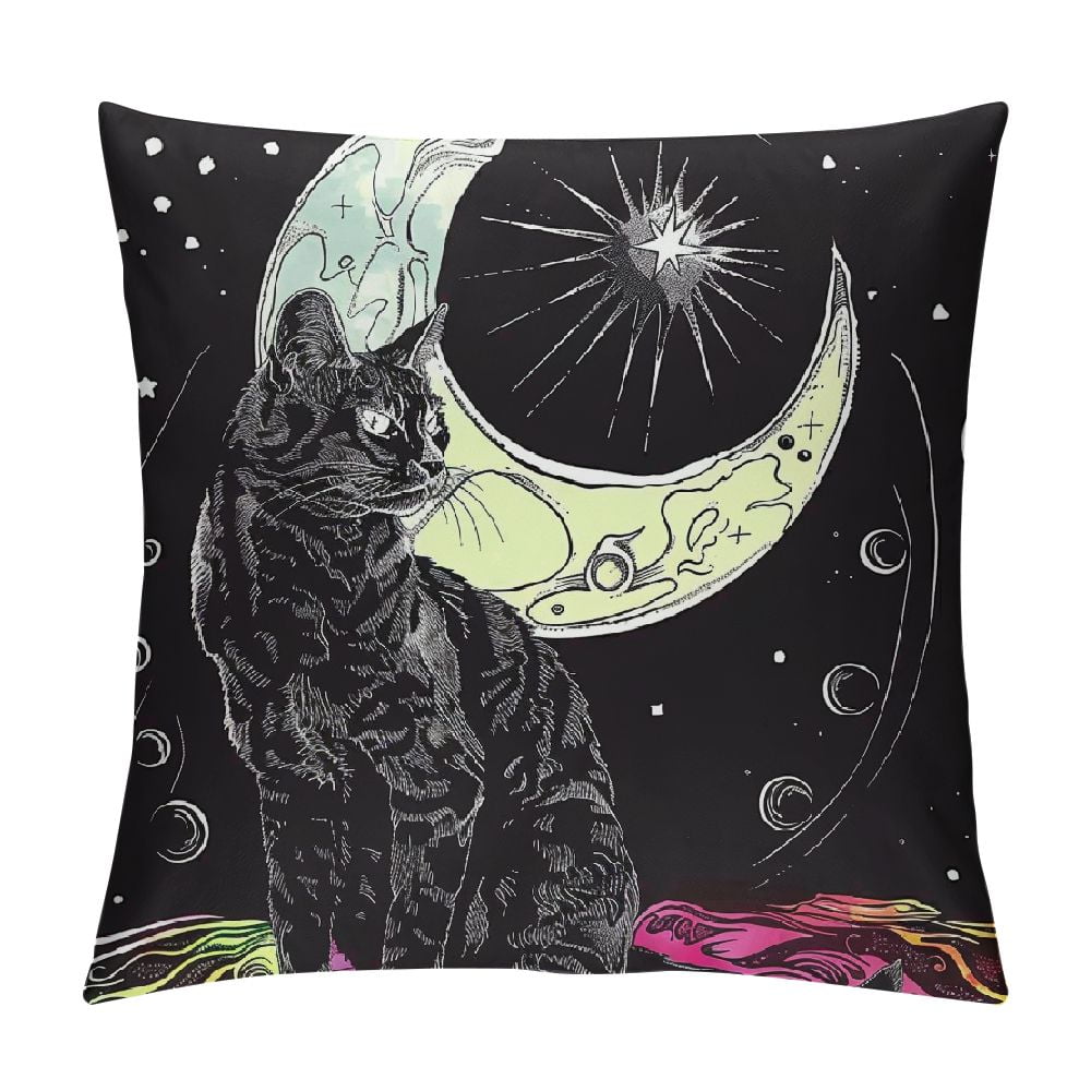Orinice Cute Cat Graphic Decorative Throw Pillow Cover for Home Couch