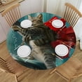 thumbnail image 1 of Orinice Cute Cat Round Table Cover Stain Resistant Washable Indoor Outdoor Tablecloth Kitchen Dining Wedding Parties Picnic Camping 100% Polyester Fiber 42-46, 1 of 8
