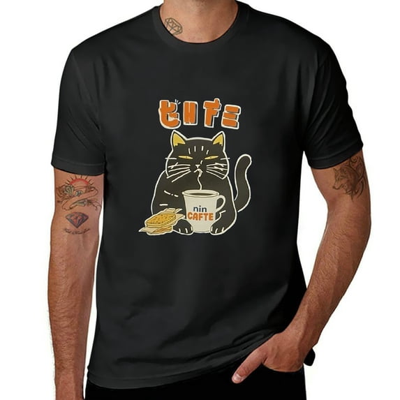 Orinice Cute Cat T-Shirt Men's Novelty Casual Graphic Crewneck Tee Top M