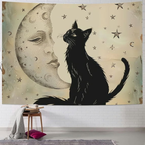 Orinice Cute Cat Tapestry Wall Hanging Unique Style Graphic Tapestries Home Wall Decor Art for Living Room Bedroom Apartment Farmhouse Dorm 40x30inch