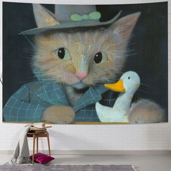 Orinice Cute Cat Tapestry Wall Hanging Unique Style Graphic Tapestries Home Wall Decor Art for Living Room Bedroom Apartment Farmhouse Dorm 40x30inch
