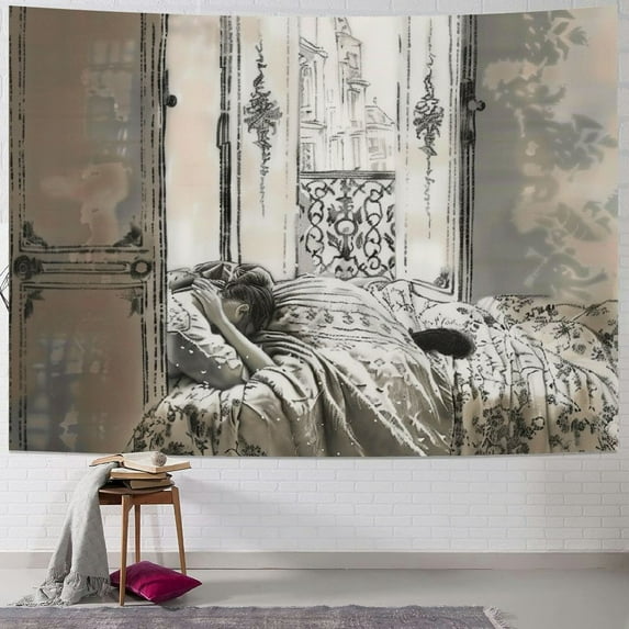 Orinice Cute Cat Tapestry Wall Hanging Unique Style Graphic Tapestries Home Wall Decor Art for Living Room Bedroom Apartment Farmhouse Dorm 40x60inch