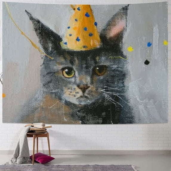 Orinice Cute Cat Tapestry Wall Hanging Unique Style for Home Decor | Graphic Tapestries Art for Living Room Bedroom | Apartment Farmhouse Dorm - Mother's Day Gift 50x40inch