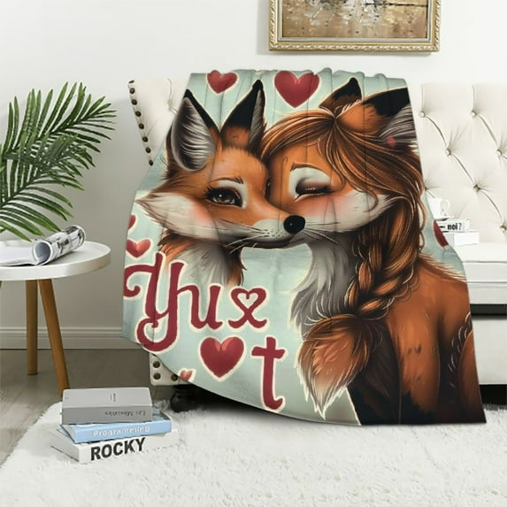 Orinice Cute Fox Blanket Gifts for Kids Just a GILR Who Loves Foxes Cartoon Flannel Throw Blankets Soft Comfy Lightweight for Home Decor Couch Bed Sofa 40x50in