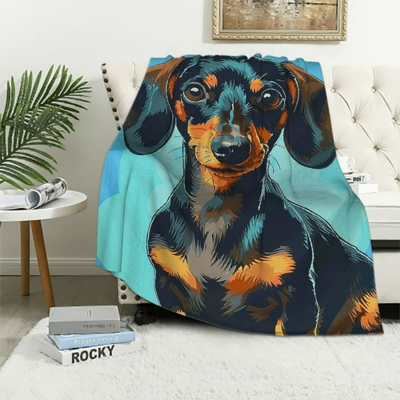 Orinice Dachshund Throw Blanket Soft Fleece Blankets Plush Comfy Throws Wiener Sausage Dog Decor for Home Bed Couch Living Room Sofa Cozy Warm Gifts for Women Boys Girls 50x60in