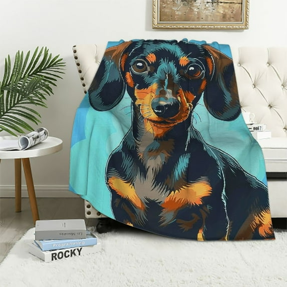Orinice Dachshund Throw Blanket Soft Fleece Blankets Plush Comfy Throws Wiener Sausage Dog Decor for Home Bed Couch Living Room Sofa Cozy Warm Gifts for Women Boys Girls 60x80in