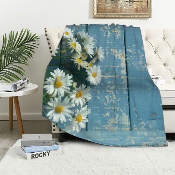 Orinice Daisies Warm Lightweight Blanket Soft Fleece Throw Blanket for All Seasons - Multiple Sizes Available 40x50in