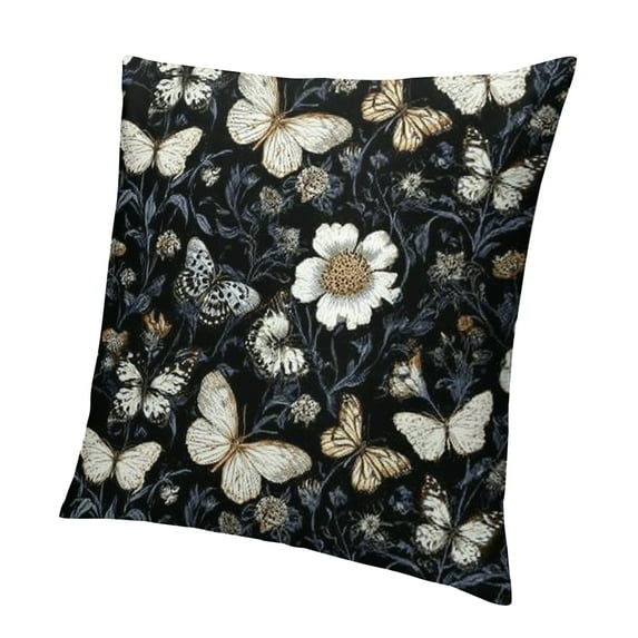Orinice Dark Gothic Butterfly Pillow Covers Butterfly Room Home Decor, Vintage Mystical Witchy Cottagecore Moths Wildflower Botanical Decorative Throw Pillow Covers 12x12in