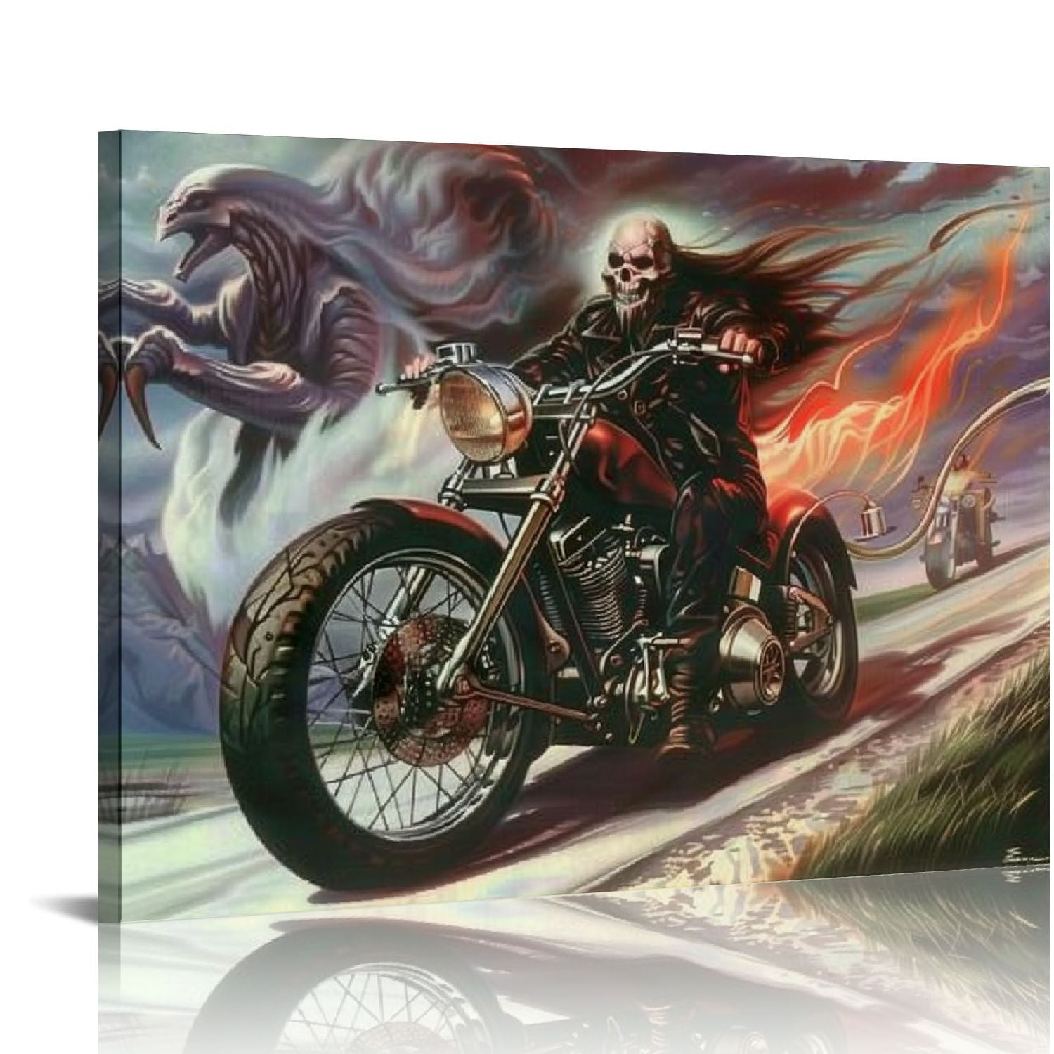 David Mann Motorcycle Canvas Art Orinice Motorcycle Rider David Mann  Wallpaper Art (7) Canvas Wall, image size:1500x1500