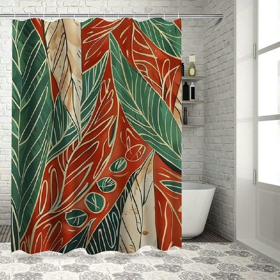 Orinice Decorative Bath Curtain Succulent Beauty Tropical Flowers Tonal Jungle Leaves Bird Paradise Nature Botanical Design Spring Waterproof Shower Curtain Bathroom Accessories 60x72