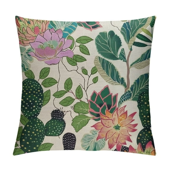 Orinice  Decorative Throw Pillow Cover Cactuses, Pillow Cover  Succulents and Cactuses Room Decor for Living Room Couch Cushion Bed Indoor Outdoor Home Decor White