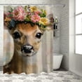 thumbnail image 1 of Orinice Deer Flower Crown Bathroom Decor Set Luxurious Graphic Print Polyester Fabric Fashion Shower Curtain Home Decoration with Hooks 69x72, 1 of 7