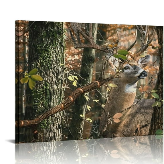 Orinice Deer Leaves Tree Trunk Fine Art Aesthetic Poster & Print Wall Painting for Classroom Kitchen Office Farmhouse Bathroom Room Decor Pictures Wall Art Canvas Living Room Bedroom