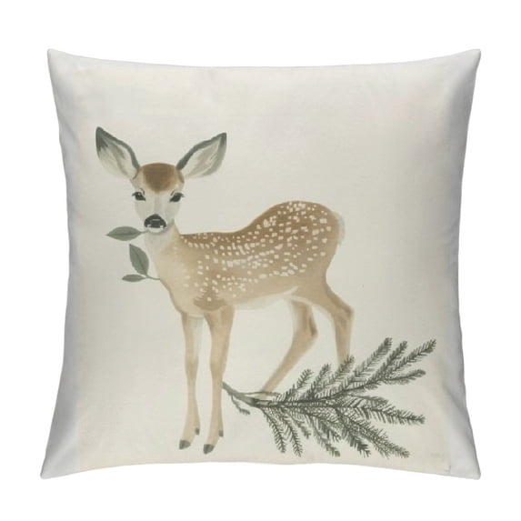 Orinice Deer Pine Tree Branch Green Leaf Graphic Decorative Cushion Pillow Cover for Home Couch Living Room Sofa Bed 1PC 20x20in