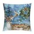 thumbnail image 1 of Orinice Deer Snow Christmas Wreath Graphic Decorative Cushion Throw Pillow Cover 12x12in, 1 of 5