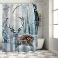 thumbnail image 1 of Orinice Deer Snowy Forest Trees Bathroom Decor Set with Hooks, Colorful Luxurious Graphic Print Polyester Fabric Shower Curtain, Washable, Chic Modern Design 69x72, 1 of 7