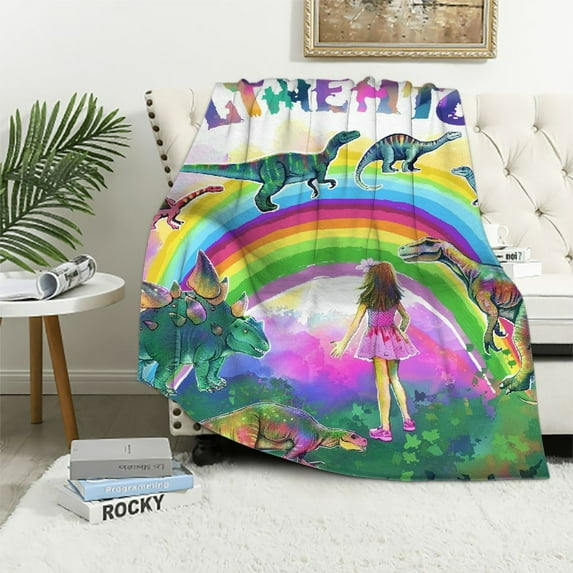 Orinice Dinosaur Blanket Gifts for Women Kid Plush Just A Girl Who Loves Dinosaurs Soft Throw Dino Comfy Sheet Jurassic Animal Lover Gifts Lightweight Sherpa Blankets for Couch Sofa 40x50in