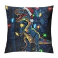 thumbnail image 1 of Orinice Dinosaur Christmas Graphic Decorative Throw Pillow Cover for Home Couch Living Room Bed Sofa - Short Plush Material - Invisible Zipper Design - 1PC 22x22in, 1 of 5