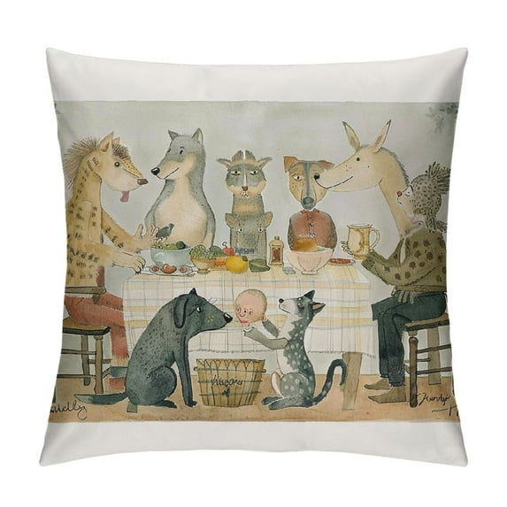 Orinice Dog Cat Graphic Decorative Throw Pillow Cover for Home Couch Living Room 12x12in