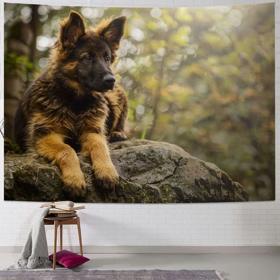 Orinice Dog Rock Woods Tapestry Wall Hanging Unique Style Graphic Tapestries Home Wall Decor Art for Living Room Bedroom Apartment Farmhouse Dorm 40x30inch