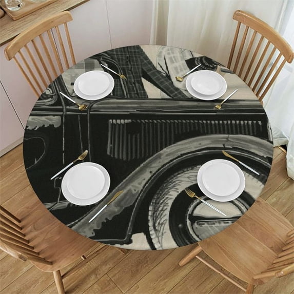 Orinice Dog Round Table Cover Stain Resistant Washable Indoor Outdoor Tablecloth Kitchen Dining Wedding Parties 100% Polyester Fiber 46-50